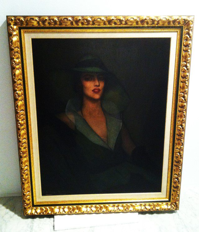 Retrato de mujer con pamela verde. Federico Beltrán Massés.Colección del Museo Casa Lis 