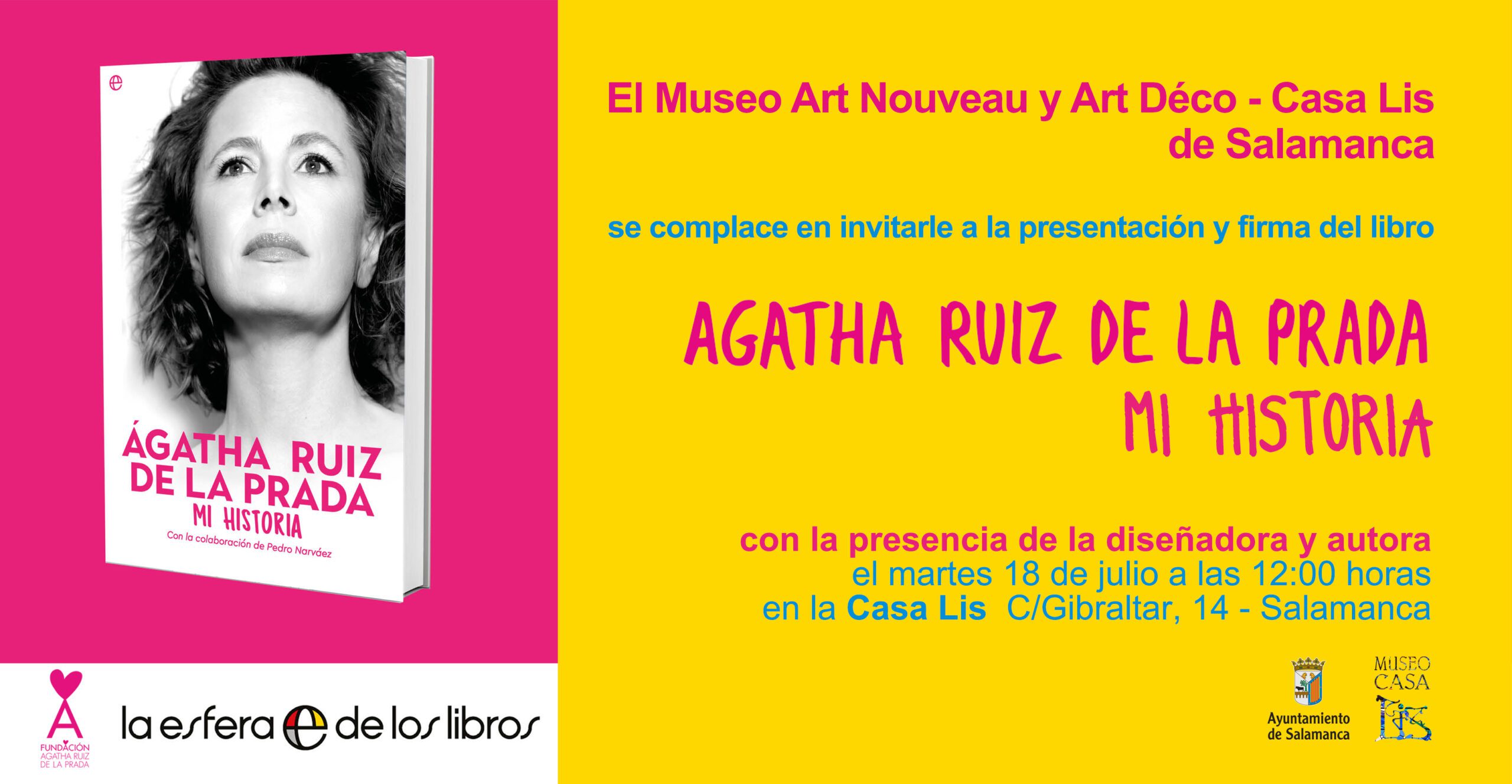 Invitación a la presentación del libro de Ágatha Ruiz de la Prada.