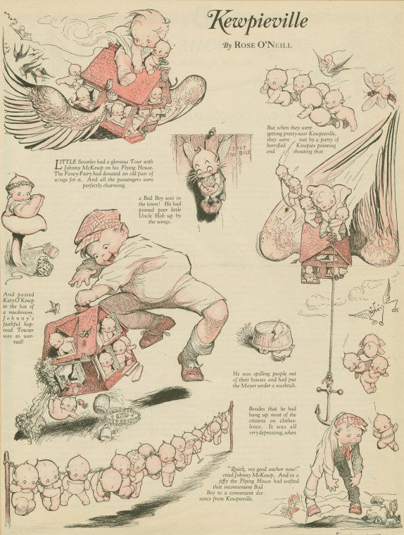 Imágenes de Kewpie en distintas campañas comerciales y etiqueta original del muñeco. 04