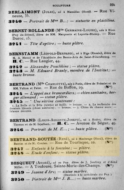 Cubierta, páginas de 'Le Salon' (1912), lista de Artistas 'René y su obra,' catálogo oficial de la exposición de 1912 y otras obras de René Bertrand-Boutée. 02
