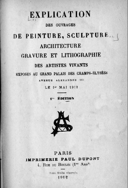 Cubierta, páginas de 'Le Salon' (1912), lista de Artistas 'René y su obra,' catálogo oficial de la exposición de 1912 y otras obras de René Bertrand-Boutée. 03
